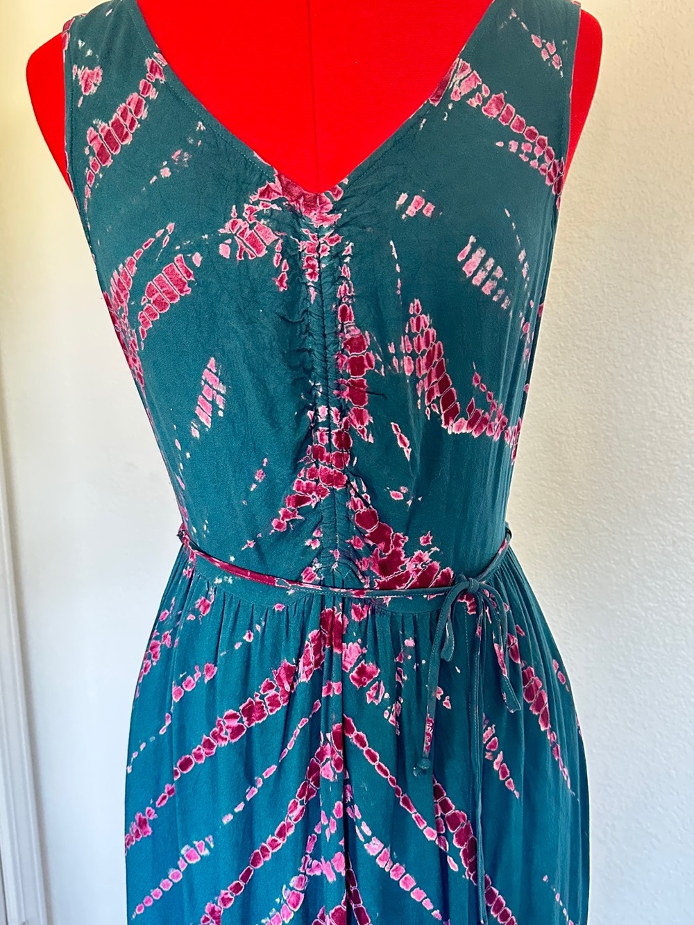YFB Teal and Pink V-Neck Sleeveless Maxi Dress medium